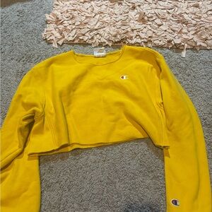 Champion Yellow Cropped Sweatshirt